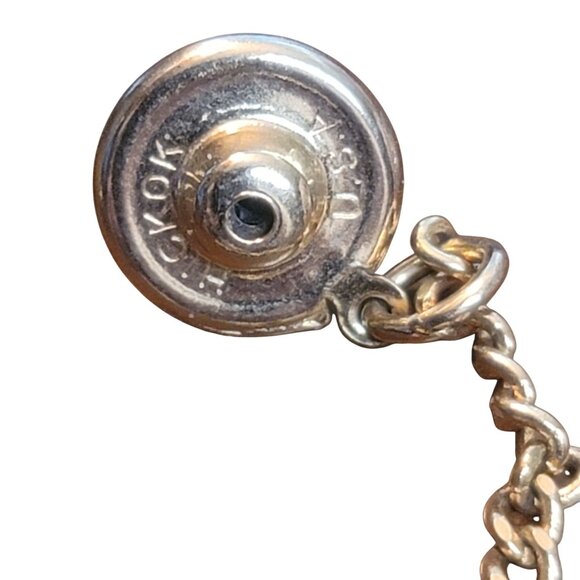 Vintage Hickok Round Tigers Eye Tie Tack With Chain and Bar Gold Tone - Picture 7 of 8